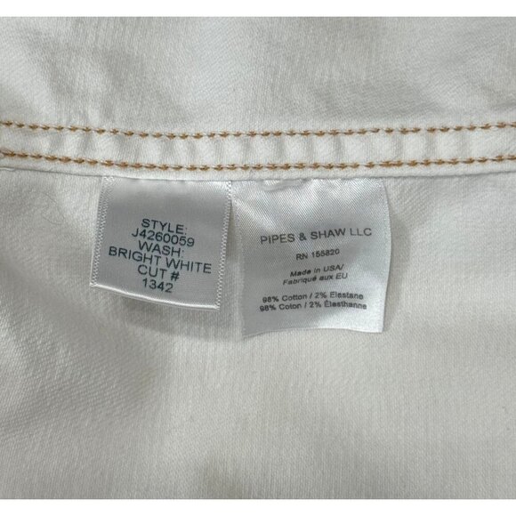 Veronica Beard Cara Cropped Denim Jean Jacket Ivory Off White Raw Hem Size S - Picture 13 of 15